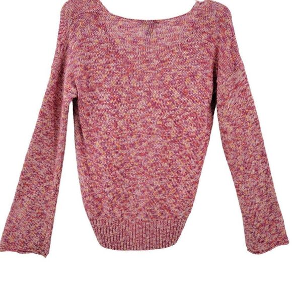 J. Crew Womens XS Pink Flared Sleeve Marled V Neck Sweater - Picture 6 of 6